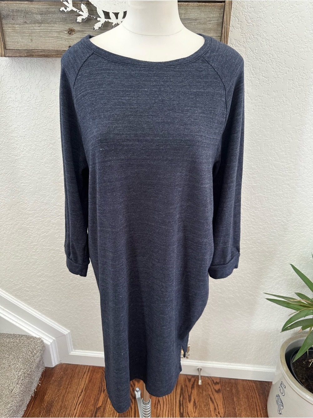 Michael Stars Women's Dark Heather Blue Long Sleeve Dress size Large
